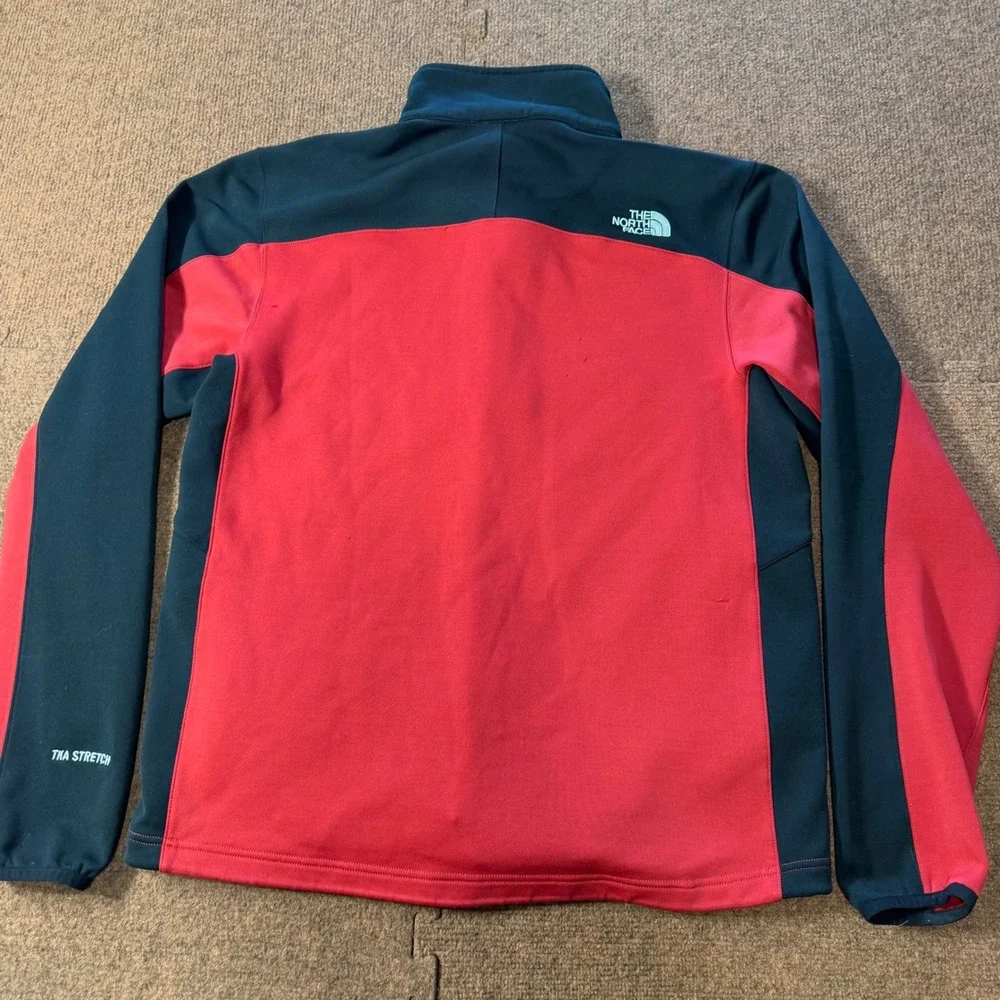 A+ The North Face Mens Apex Bionic Softshell Jacket Red Black Colorblock Large
